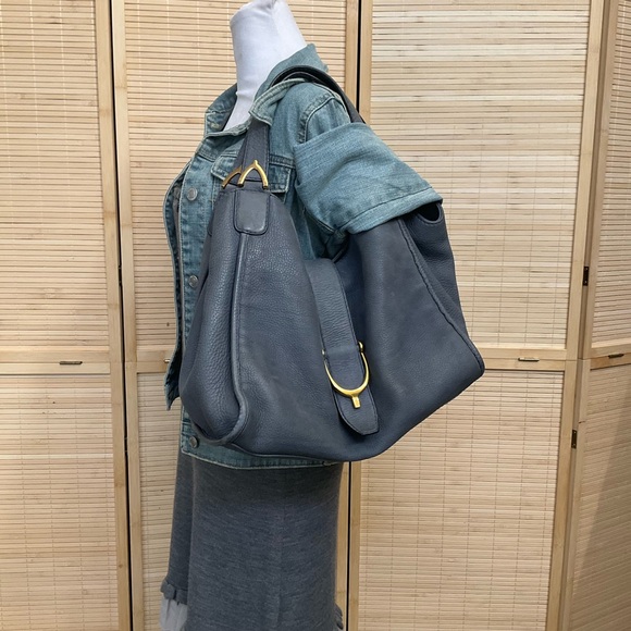 GUCCI Soft Stirrup Leather Shoulder Bag Gray 296856 - Picture 11 of 11